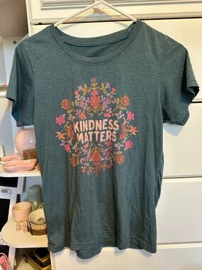 NATURAL LIFE Heather Teal Floral Graphic Tee